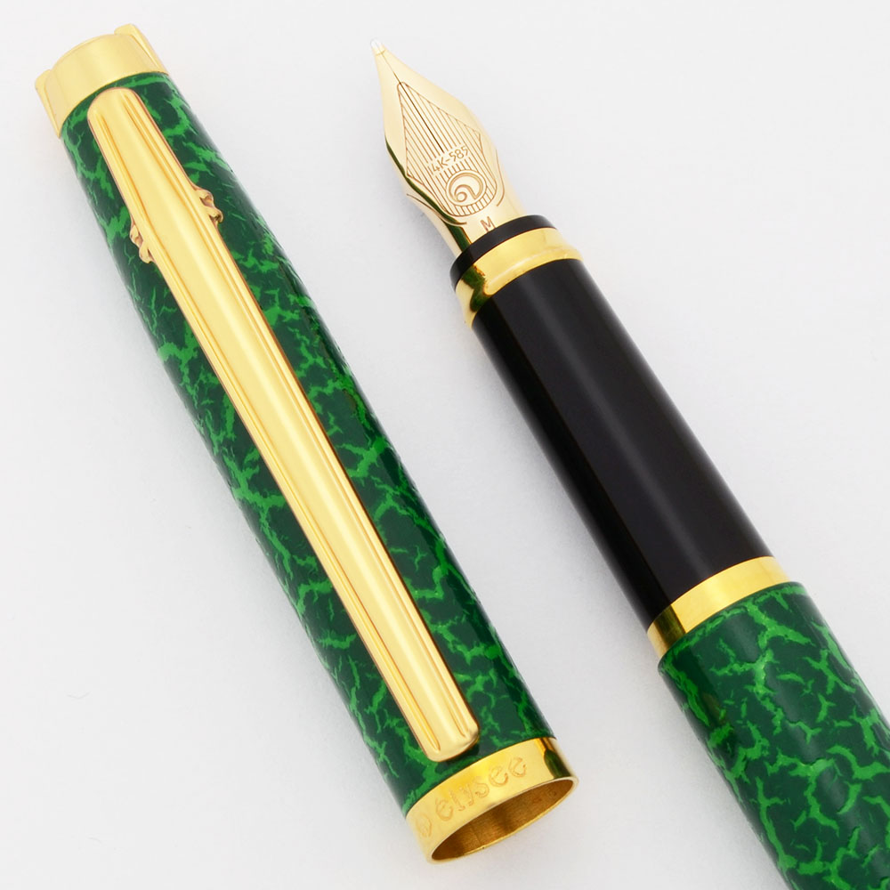 Elysee En Vogue Fountain Pen (1990s) - Green Alligator Lacquer